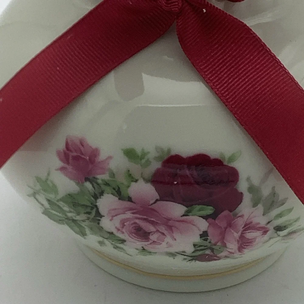 Formalities by Baum Bros. Victorian Rose Vase with Red Ribbon Accent